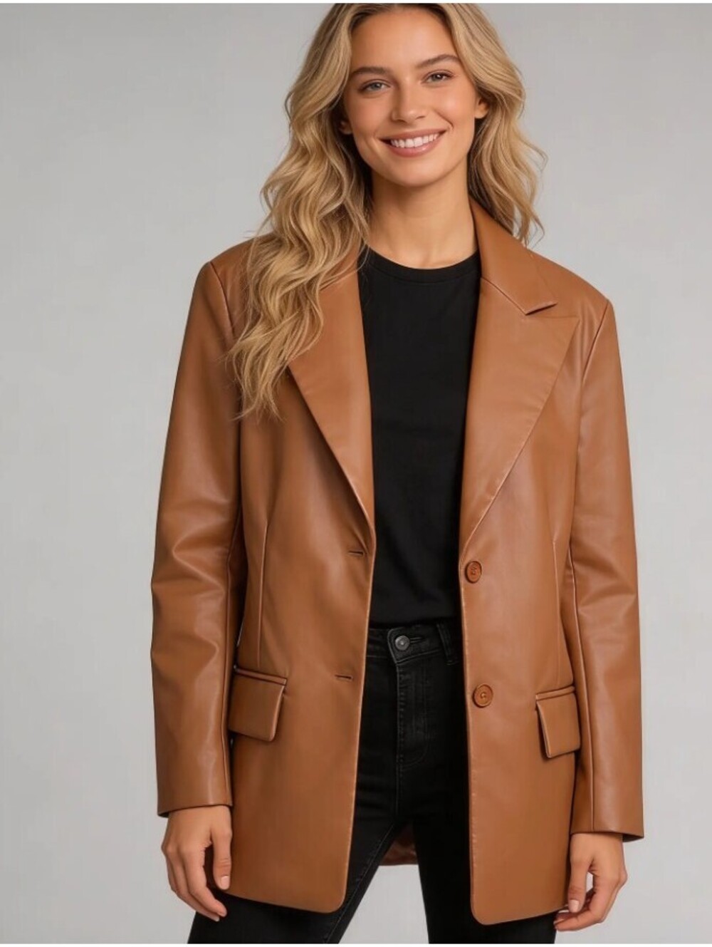 Abercrombie & Fitch Vegan Faux Leather Women's Blazer Jacket - Women's XL NWT